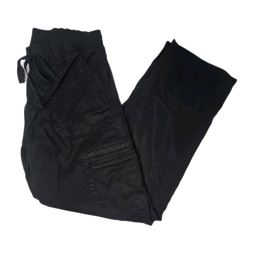 Buffalo Womens Pull-on Tencel Cargo Pant Black Size XXL Wide Waistband Tie Waist - Picture 2 of 10